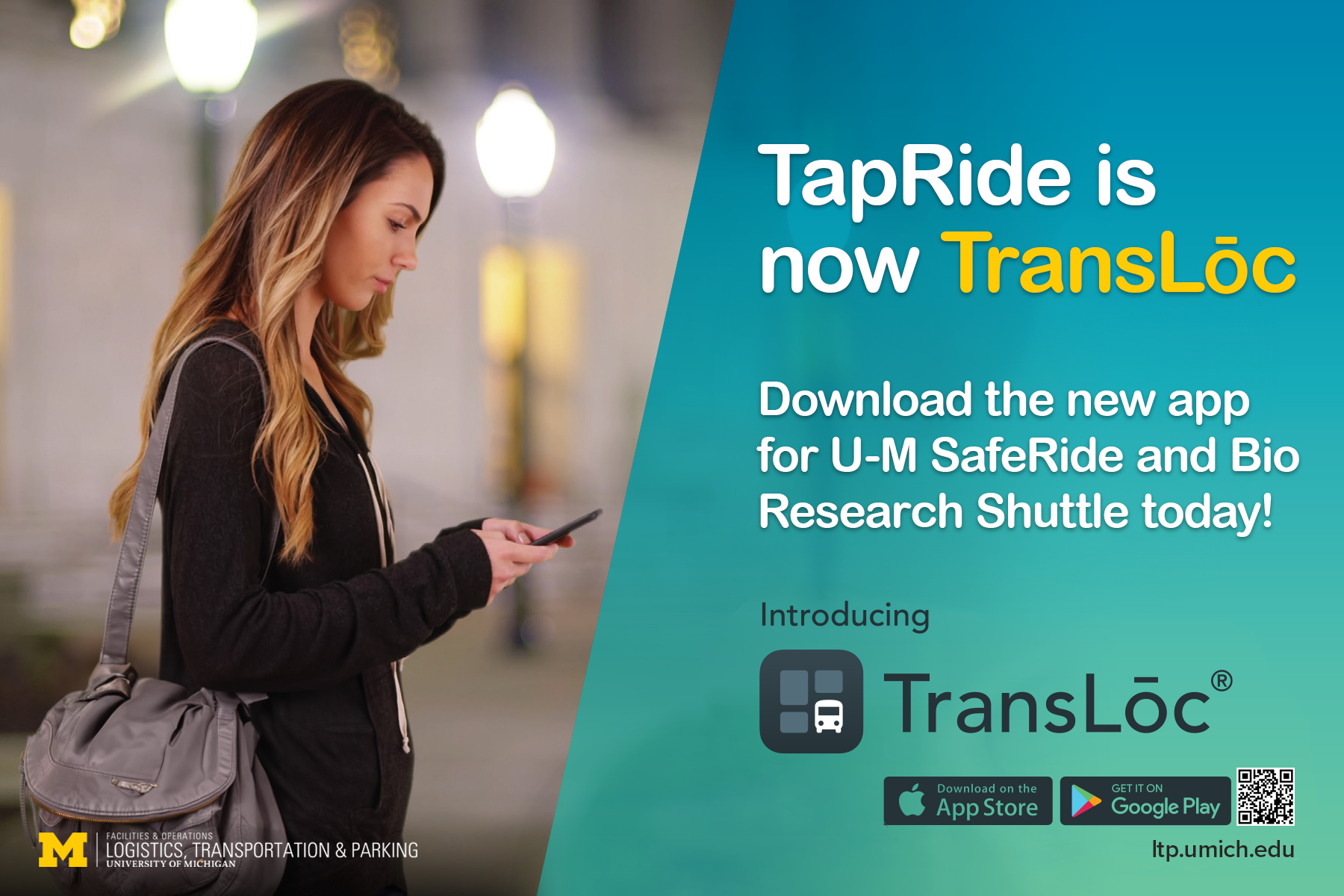 Read more about the article TransLōc App Replaces TapRide for U-M Safe Ride and Bio Research Shuttles This Fall