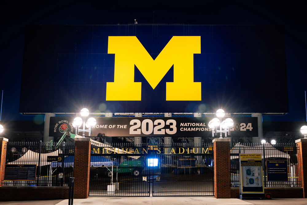Michigan Stadium at night