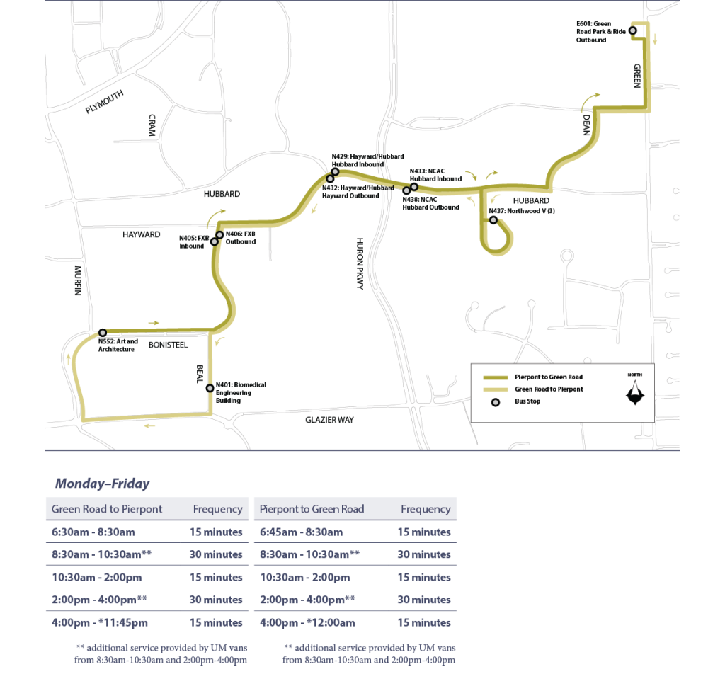 Green Road-NW5 Loop route and schedule