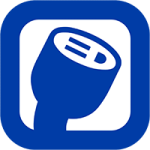 PlugShare logo (female end of a blue plug in a blue rounded square)
